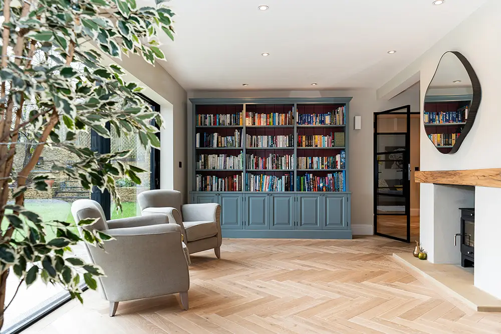 Living Area with Bespoke Book Shelf